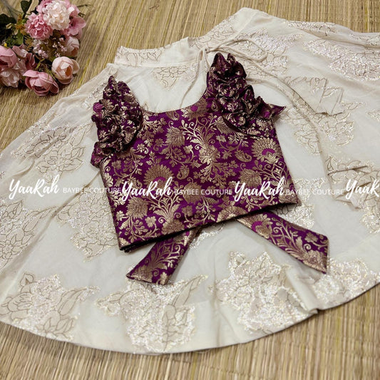 Cotton Lurex Skirt And Banarsi Top
