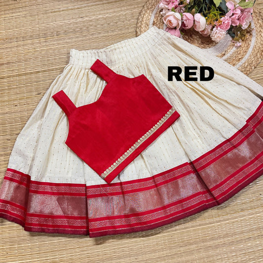 Silk Bordered Cotton Skirt And Semi Silk Blouse