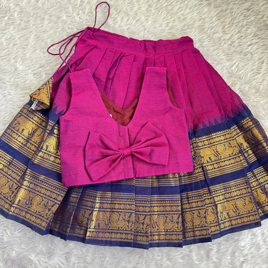 Kanchi Cotton Skirt And Cotton Blouse - Purple