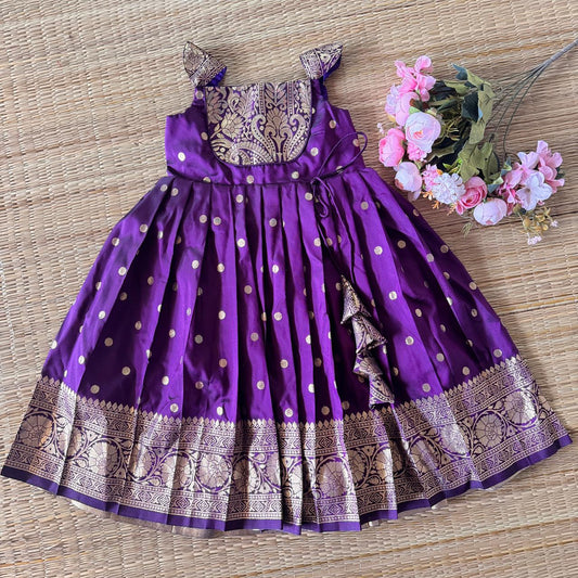 Semi Silk Butta Frock - Ankle Length