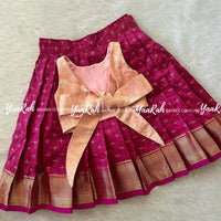 Semi Silk Pink Skirt & Peach Tail Top