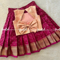 Semi Silk Pink Skirt & Peach Triangle Top