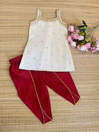 Viscose Tissue Kurthi And Samosa Pant With Lace Border