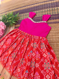Orange Patola Silk Frock - Ankle Length