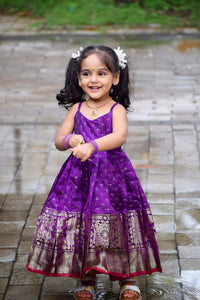 Ethnic Frock With Jacket - Purple And Lavender