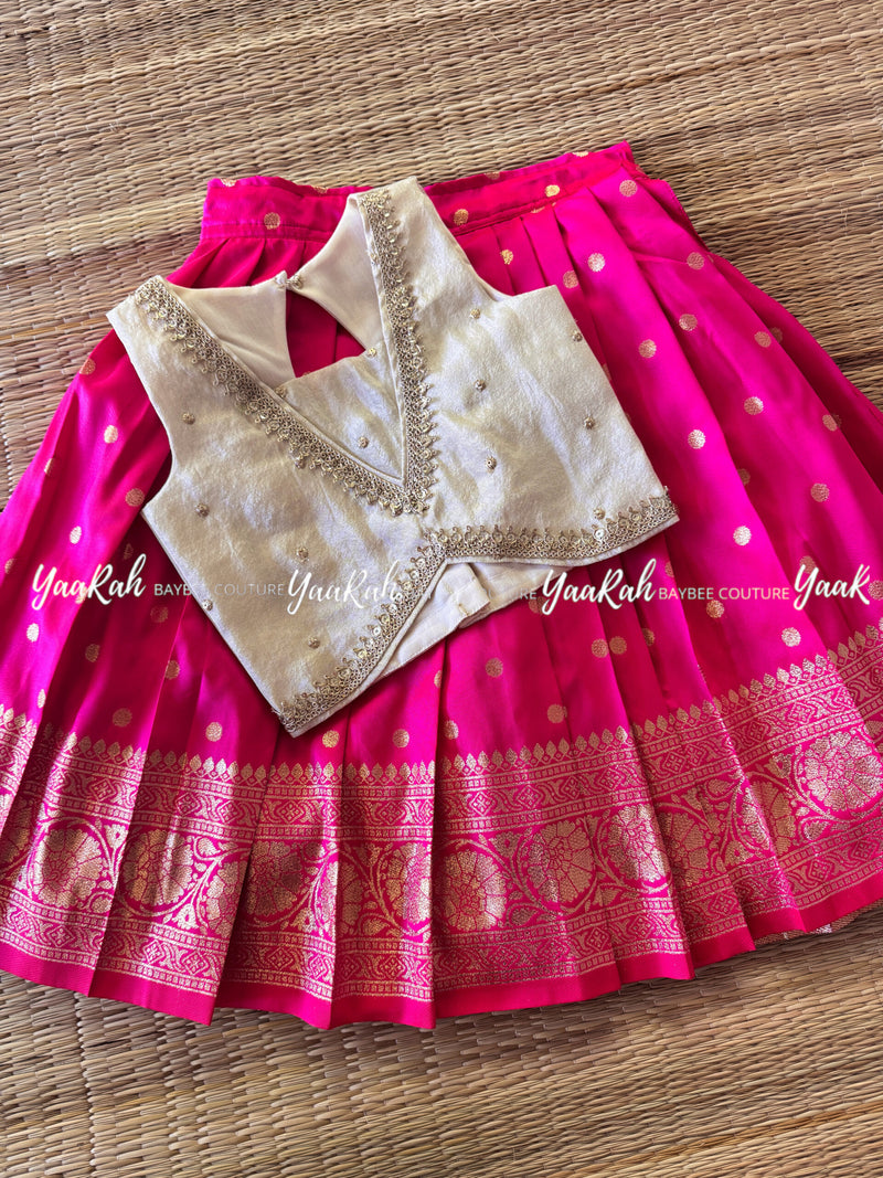 Semi Silk Butta Skirt And Viscose Tissue Silk Blouse - Refer Gallery For Color Options