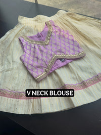 Lurex Cotton Skirt With Lace Border And Banarsi Silk Blouse