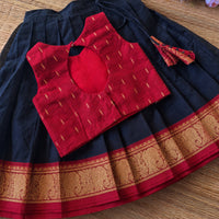 Silk Bordered Kanchi Cotton Skirt And Dupion Silk Blouse