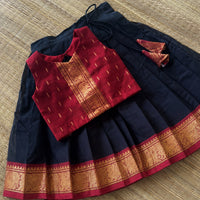 Silk Bordered Kanchi Cotton Skirt And Dupion Silk Blouse