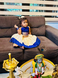 Dupion Silk Bordered Cotton Skirt And Dupion Silk Blouse -ROYAL BLUE