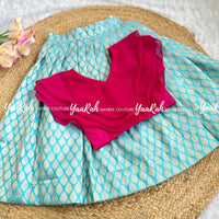 Rani Pink Chiffon Ruffle Top & Banarsi Skirt