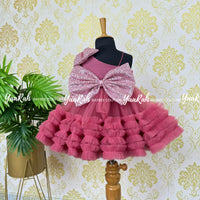 Dark Onion Pink Party Wear / Birthday Frocks