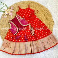 Ethnic Frock With Jacket - Orange And Hot Pink