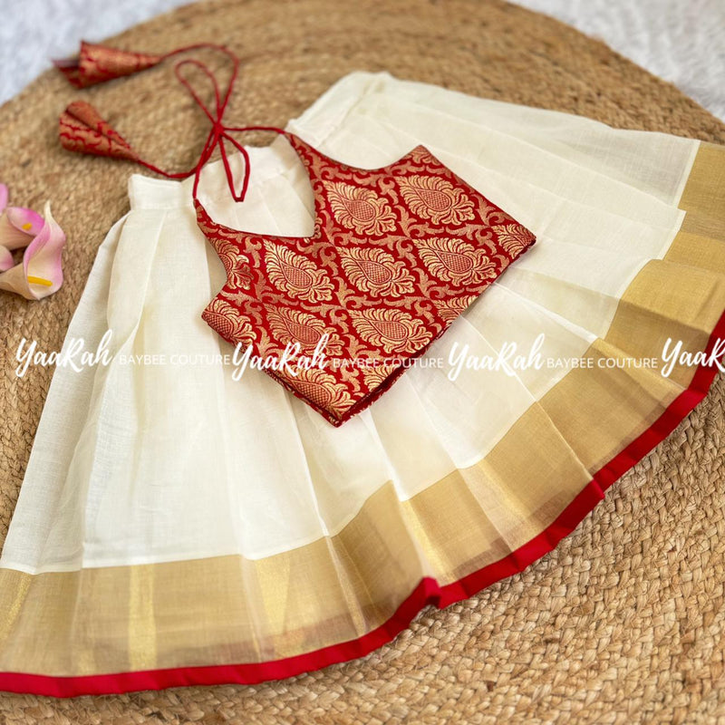 Cotton Skirt And Banarsi Top