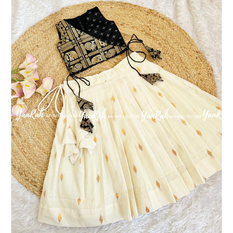 Cotton Skirt &Amp; Semi Silk Angarakha Top