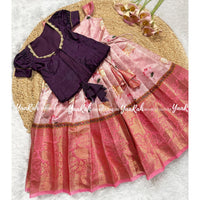 Pink Pichwai Frock With Jacket : 3 Color Options For Jacket