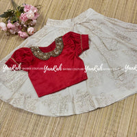 Umbrella Lurex Cotton Skirt & Semi Cotton Silk Navy Blue Top - 4 Color Varients In Top