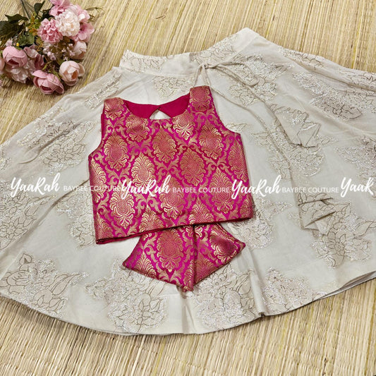 Cotton Lurex Skirt And Banarsi Top