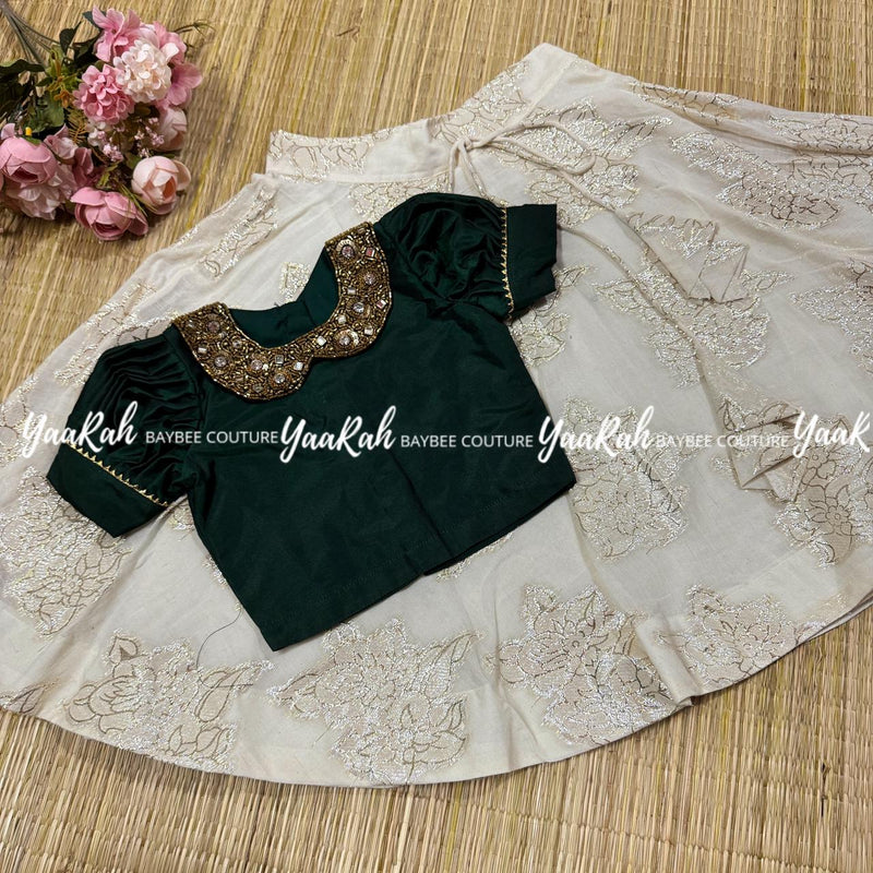 Umbrella Lurex Cotton Skirt & Semi Cotton Silk Navy Blue Top - 4 Color Varients In Top