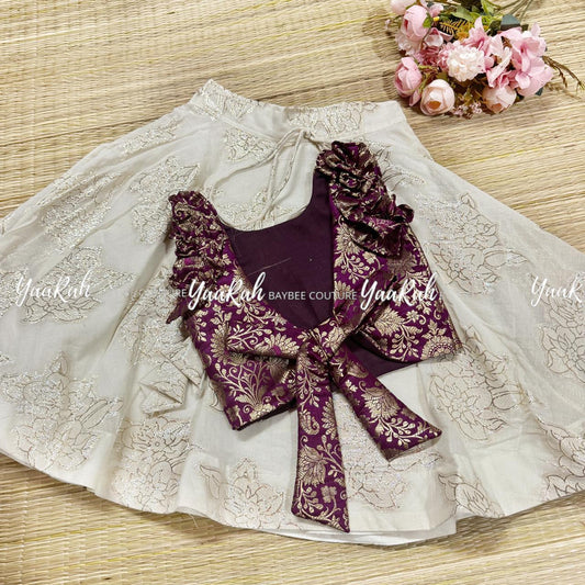 Cotton Lurex Skirt And Banarsi Top