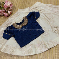 Umbrella Lurex Cotton Skirt & Semi Cotton Silk Navy Blue Top - 4 Color Varients In Top