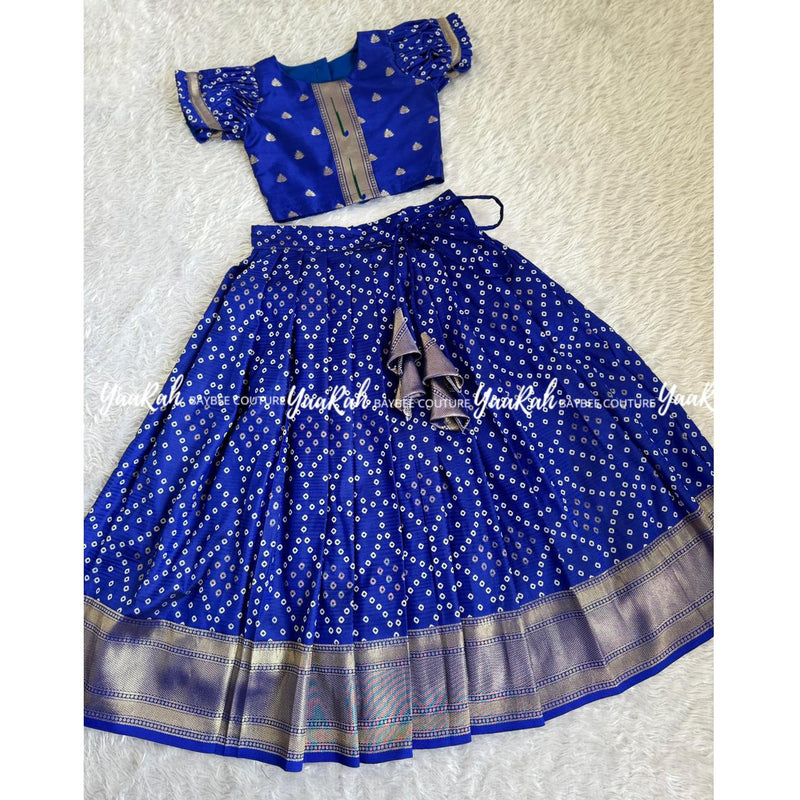 Bandhini Semi Silk Skirt And Top - 4 Color Varients