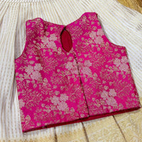 Royal Blue Silk Skirt And Rani/Magenta Banarasi Blouse