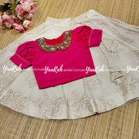 Umbrella Lurex Cotton Skirt & Semi Cotton Silk Navy Blue Top - 4 Color Varients In Top