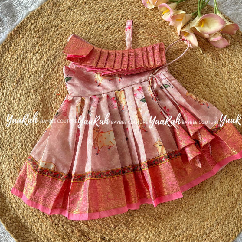 Frock Thin Border Pichawai Pink