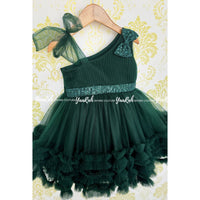 Dark Green Party Wear / Birthday Frocks
