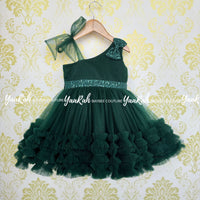 Dark Green Party Wear / Birthday Frocks