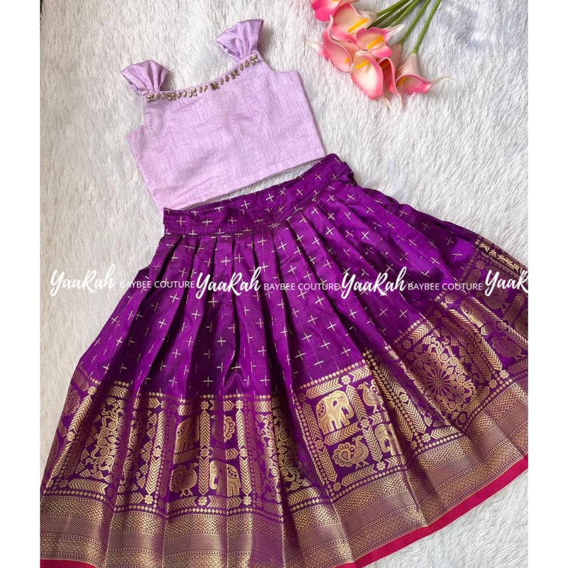 Purple Skirt And Lavender Top- Thick /Thin Border Skirt