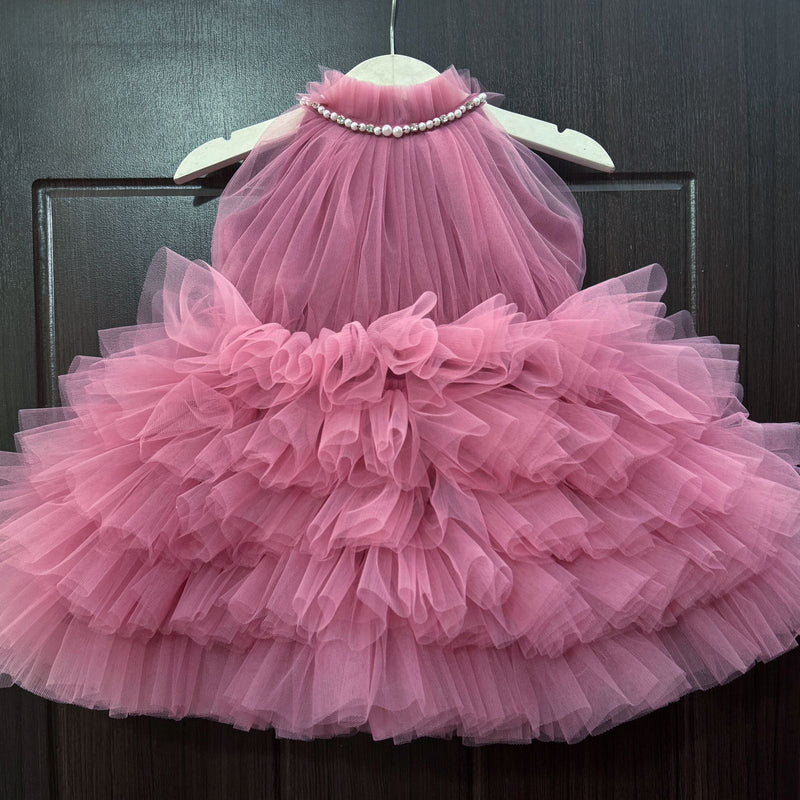 Dark Onion Pink - Party Wear / Birthday Frocks -10+Colors