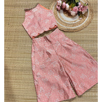 Banarsi Peach Crop Top And Palazzo Pants