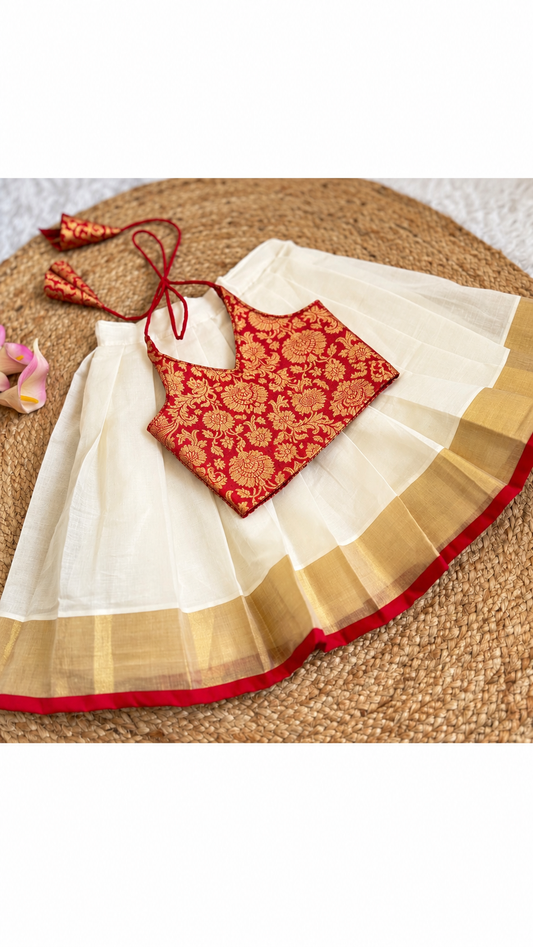 Cotton Skirt And Banarsi Top