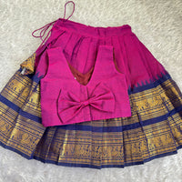 Kanchi Cotton Skirt And Cotton Blouse - Purple