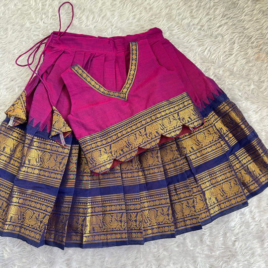 Kanchi Cotton Skirt And Cotton Blouse - Purple