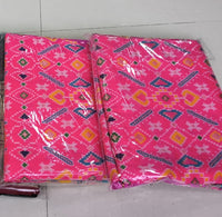 Ethnic Frock - Rama Green Top And Pink Bottom With Blue Border