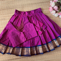Purple Silk Bordered Kanchi Cotton Skirt And Dupion Silk Blouse