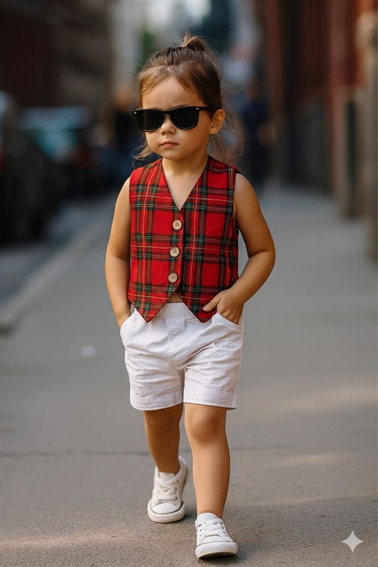 Tartan Top And White Trouser