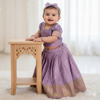 Lavender Bandhini Semi Silk Skirt And Top