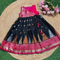 Angara Black N Pink Temple Design Frock