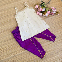 Viscose Tissue Kurthi And Samosa Pant With Lace Border