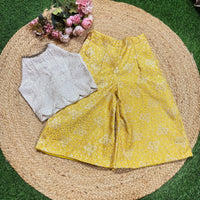 Banarsi Yellow Crop Top And Rani Palazzo Pants