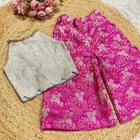 Banarsi Yellow Crop Top And Rani Palazzo Pants