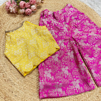 Banarsi Yellow Crop Top And Rani Palazzo Pants