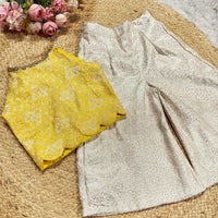 Banarsi Yellow Crop Top And Palazzo Pants