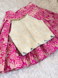 Banarsi Silk Skirt With Cream Banarsi Blouse