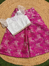 White Semi Silk  Crop Top And Palazzo Pants