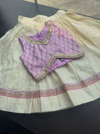 Lurex Cotton Skirt With Lace Border And Banarsi Silk Blouse